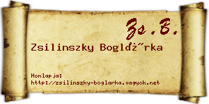 Zsilinszky Boglárka névjegykártya